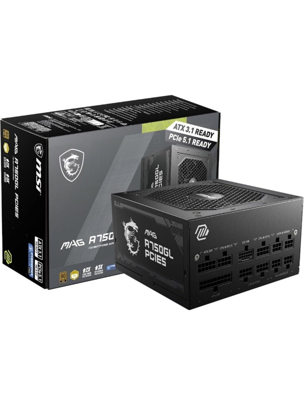 Compact 750W Gaming Power Supply, Fully Modular, 80+ Gold, ATX 3.1, PCIe 5.1